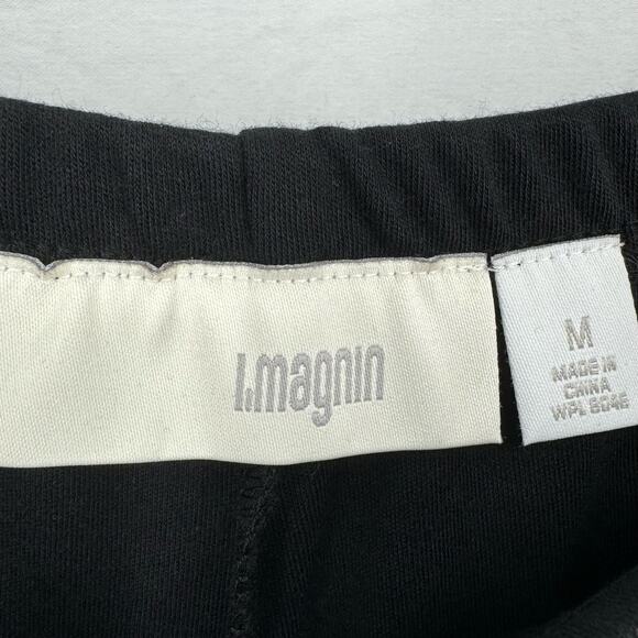 I Magnin 2 Piece Set M Black Long Sleeve Top Elastic Waist Pants Embroidered - Picture 13 of 15